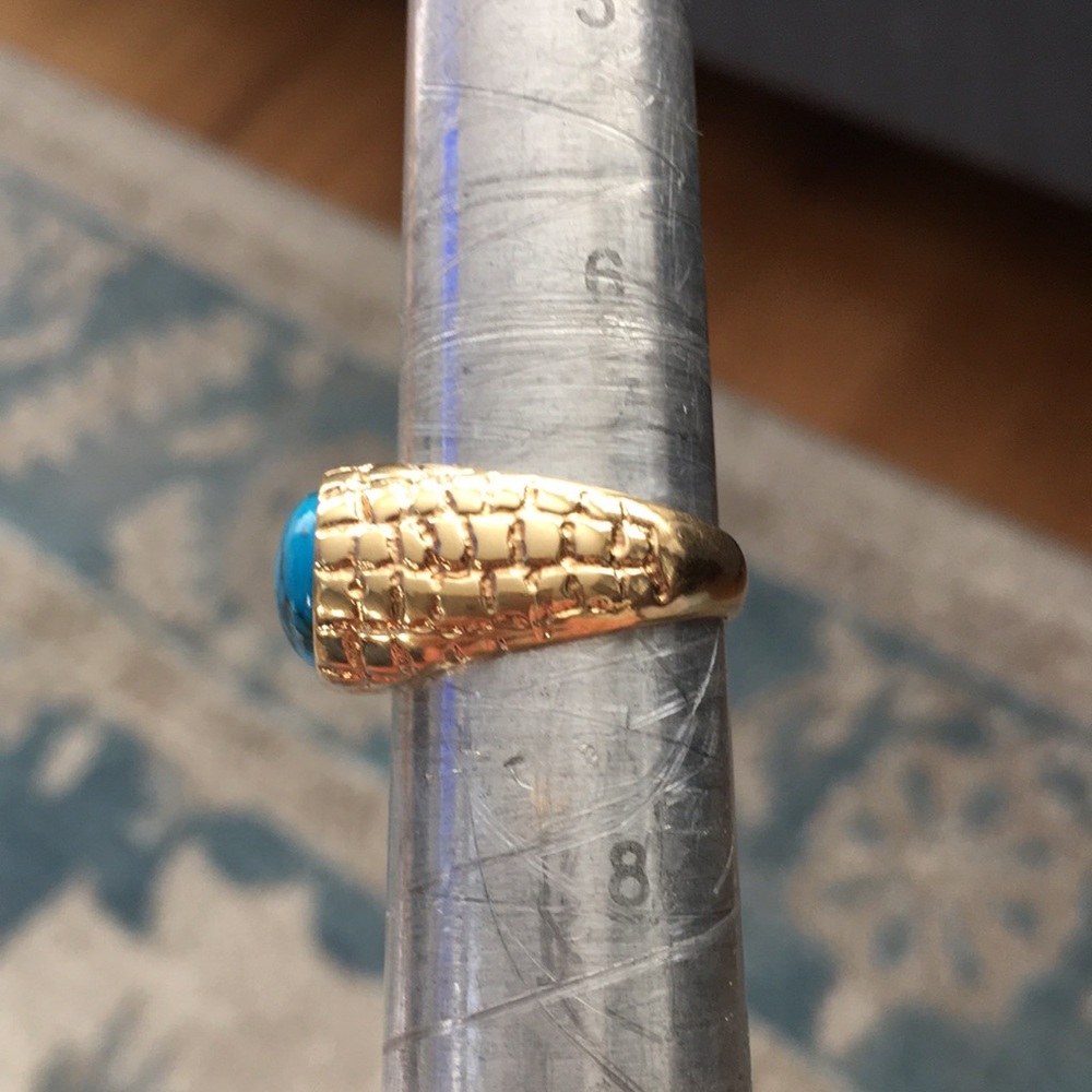 Turquoise gold plated sterling silver ring - Picture 11 of 11